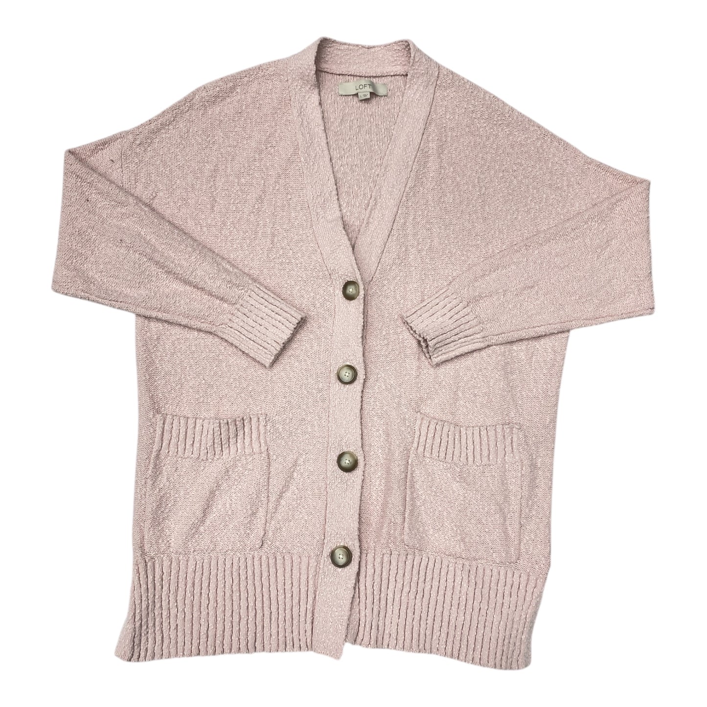 Sweater Cardigan By Loft In Pink, Size:L