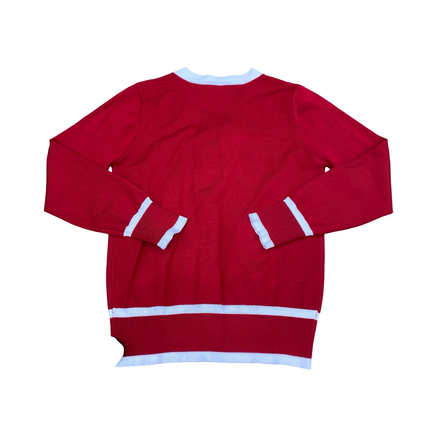 Sweater Cardigan By Grace Karin In Red & White, Size:M