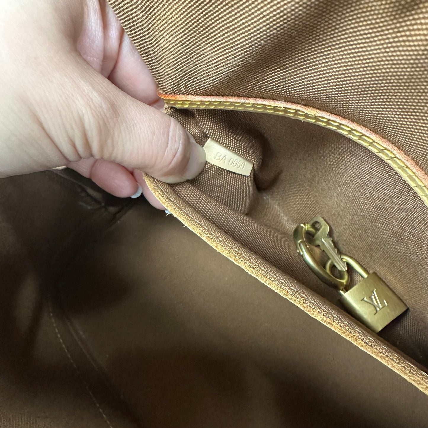 Handbag Luxury Designer By Louis Vuitton In Brown, Size:Medium