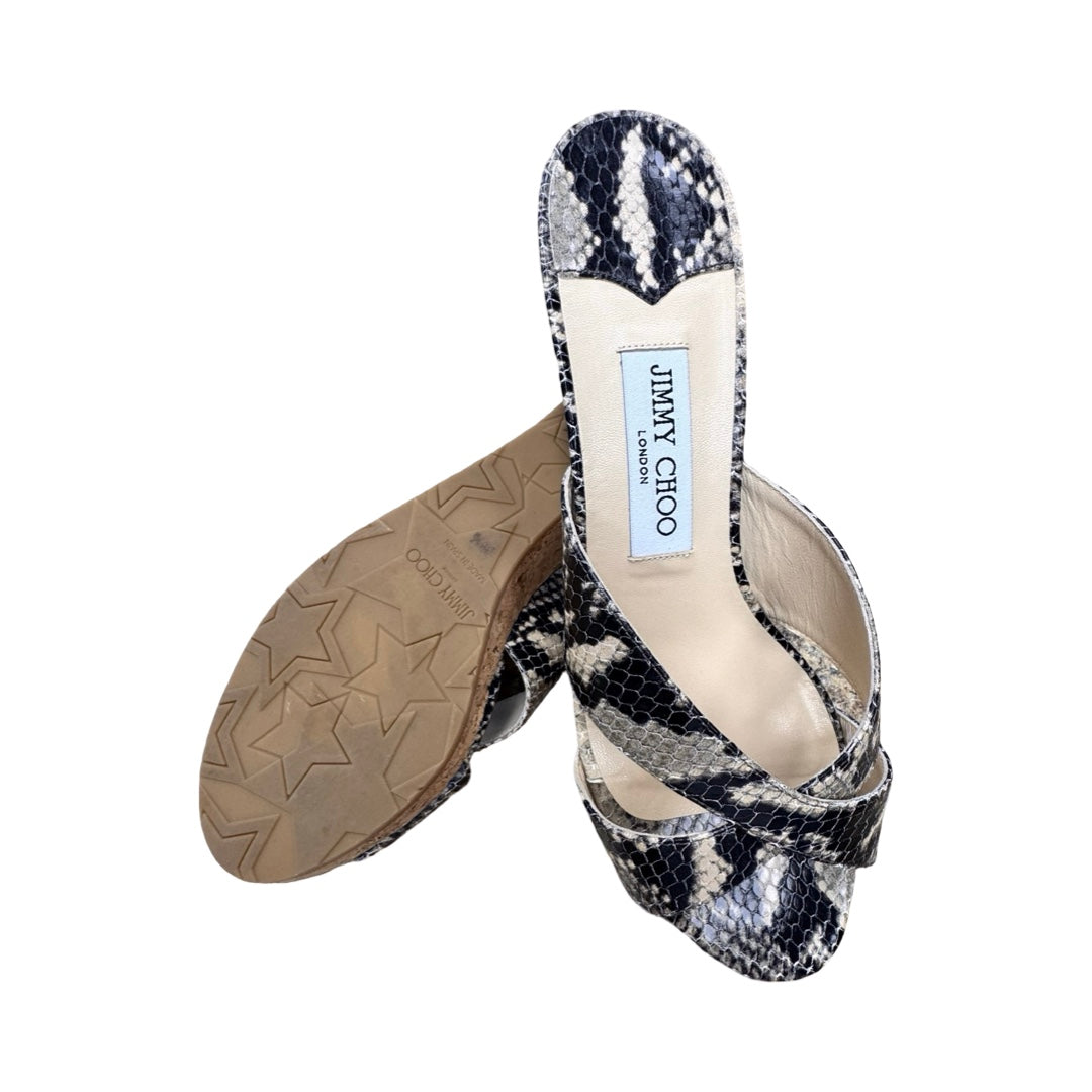 Sandals Luxury Designer By Jimmy Choo In Animal Print, Size:9 (EU39.5)