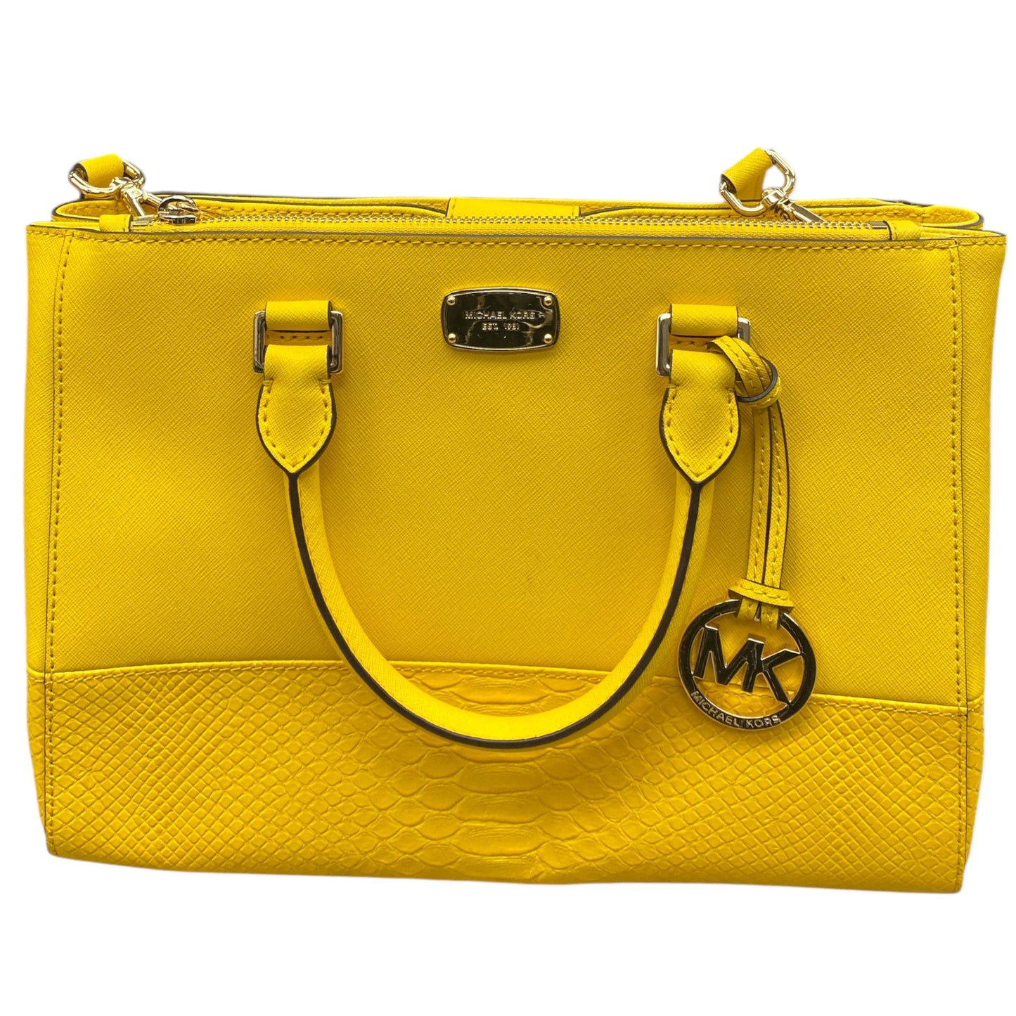 Handbag Designer By Michael Kors In Yellow, Size:Large