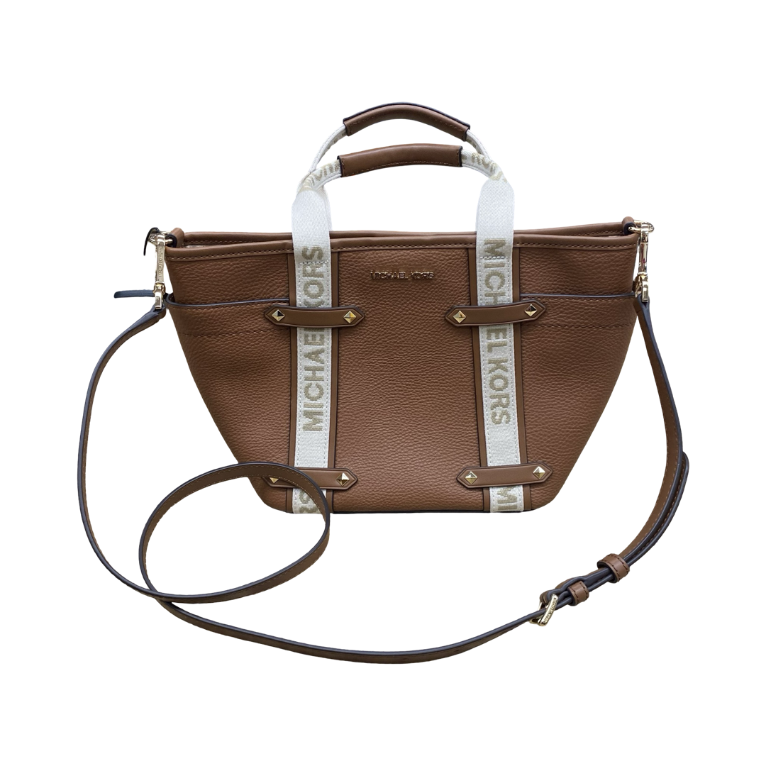 Handbag Designer By Michael Kors In Brown & Cream, Size:Medium