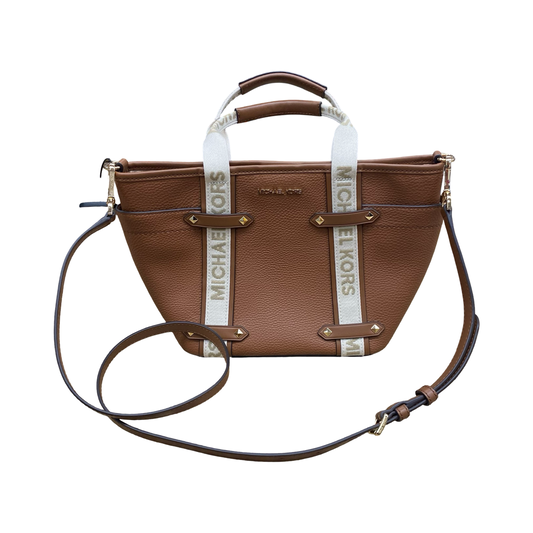 Handbag Designer By Michael Kors In Brown & Cream, Size:Medium