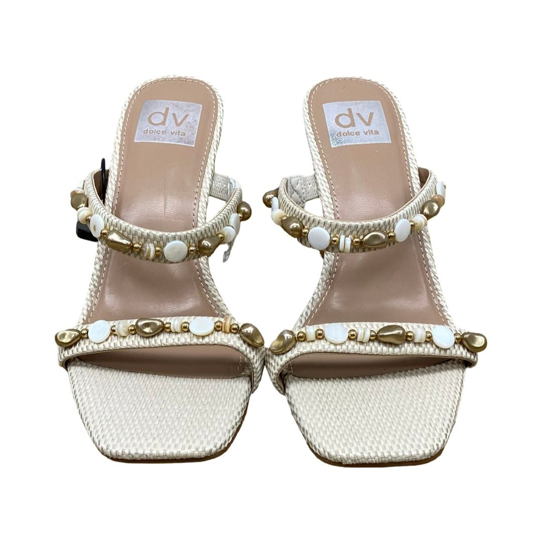 Sandals Heels Kitten By Dolce Vita In Gold & Tan, Size:6.5