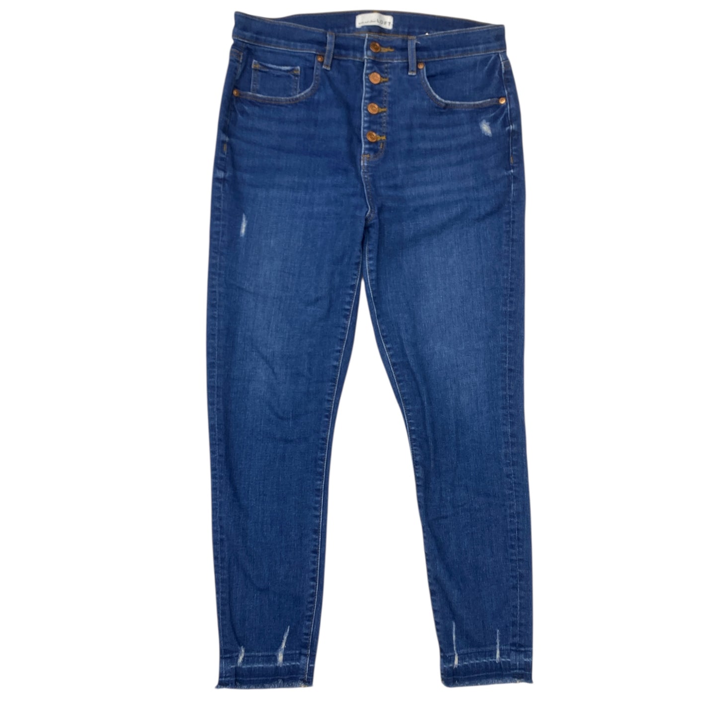 Jeans Skinny By Loft In Blue Denim, Size:12