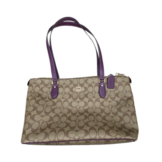 Handbag Designer By Coach In Brown & Purple, Size:Large