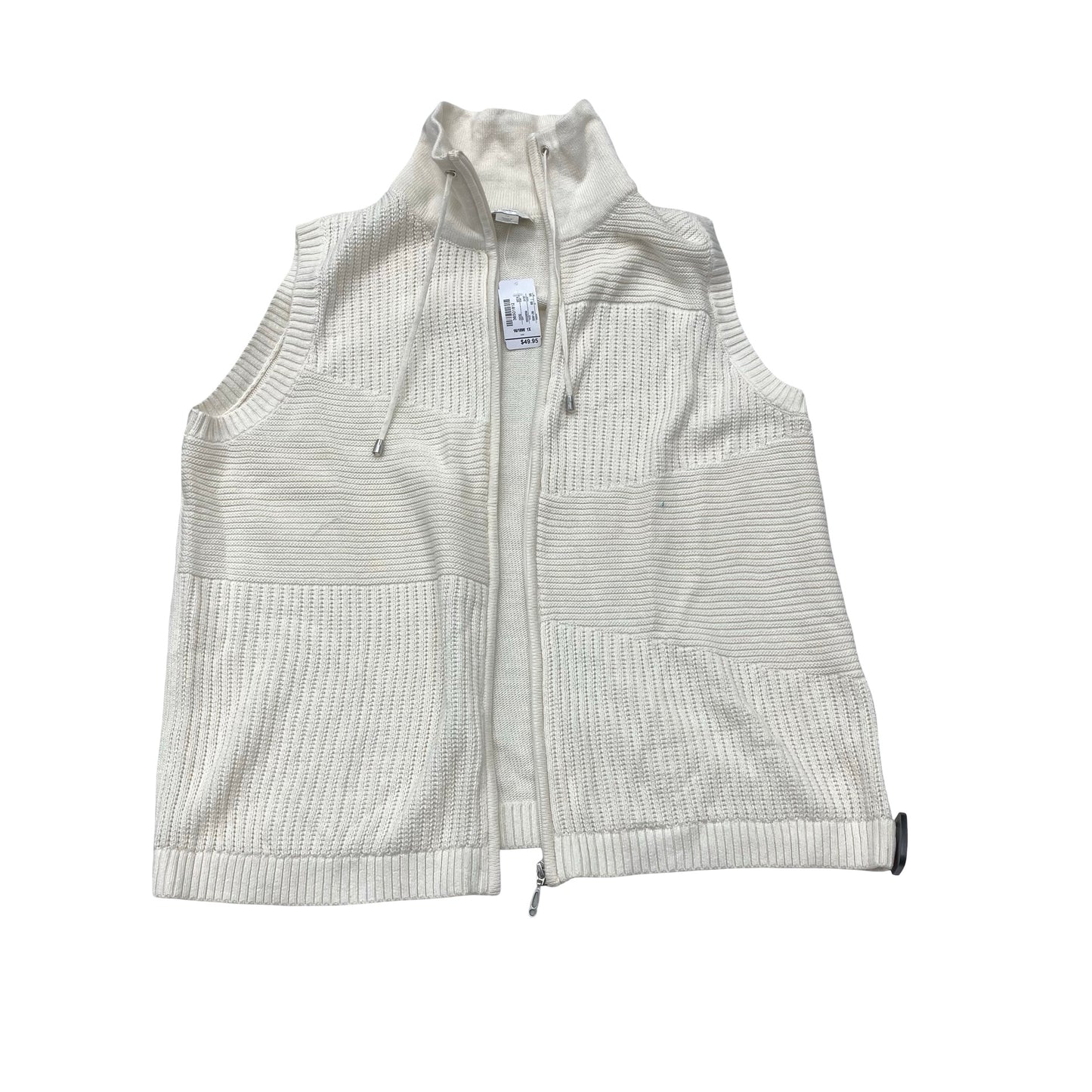 Vest Sweater By Cj Banks In Cream, Size:1X