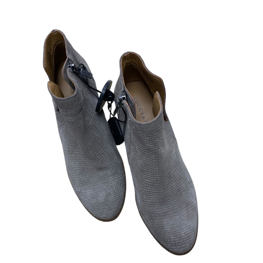 Boots Ankle Heels By Lucky Brand In Taupe, Size:7.5