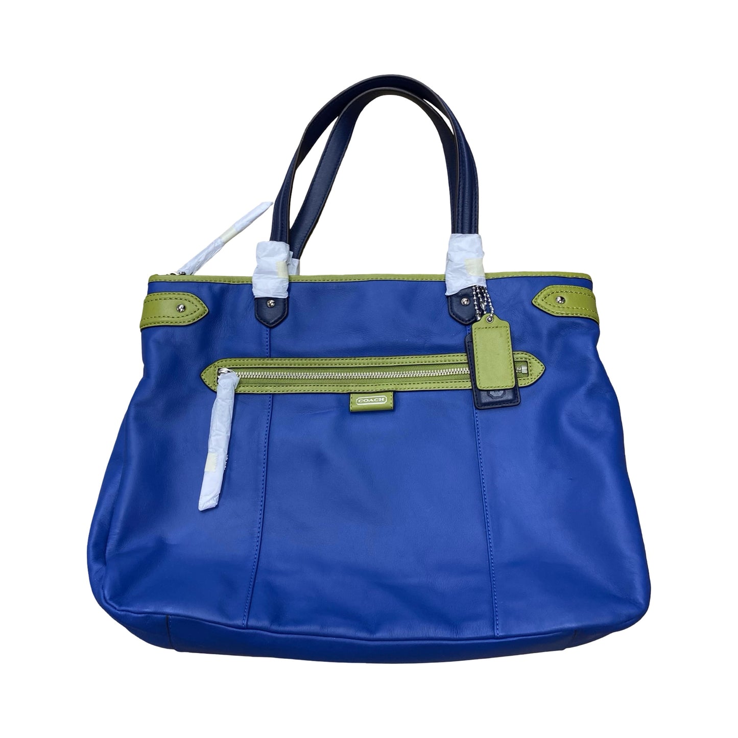 Handbag Designer By Coach In Blue & Green, Size:Medium