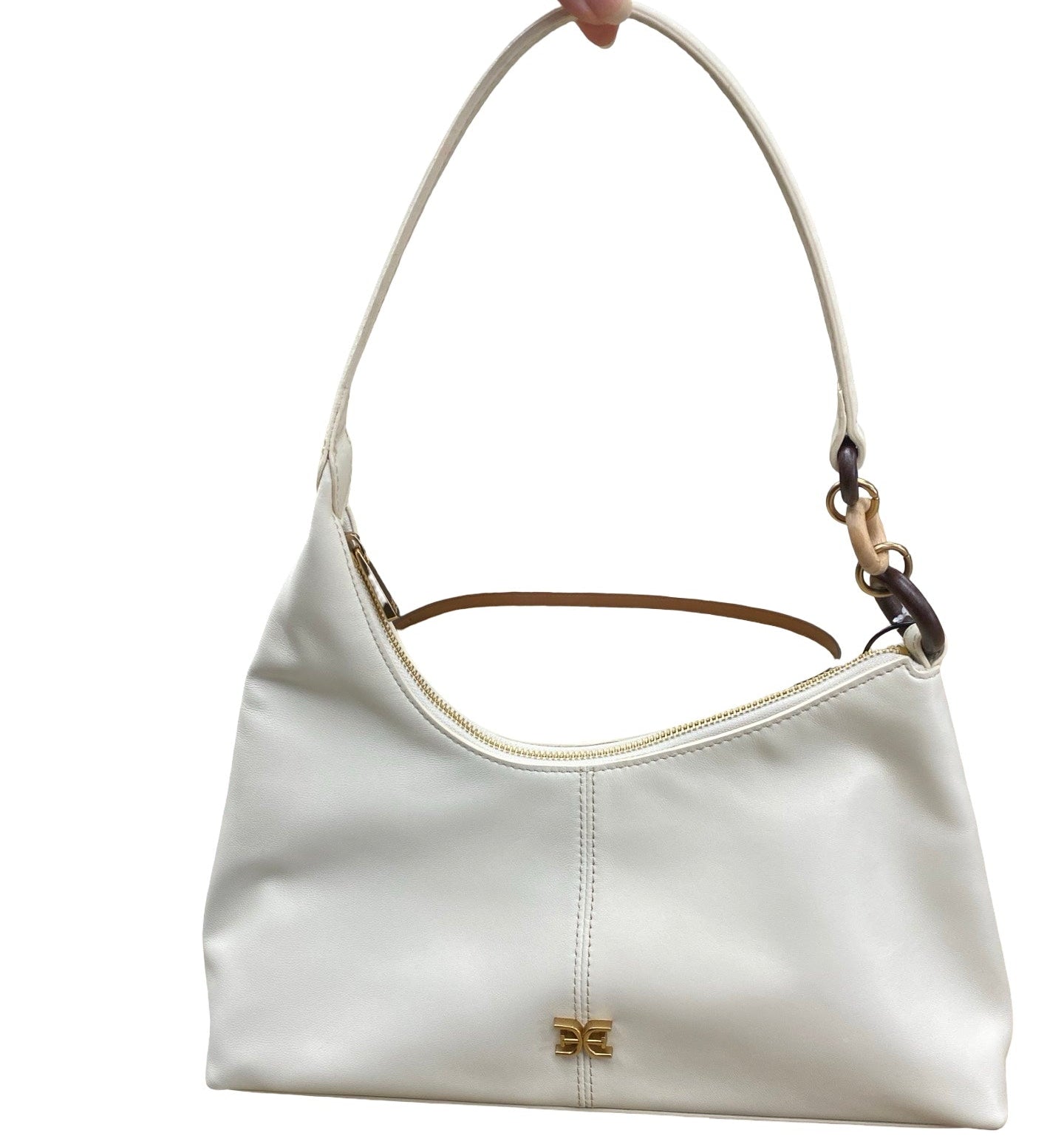 Handbag Leather By Sam Edelman In Cream, Size:Medium