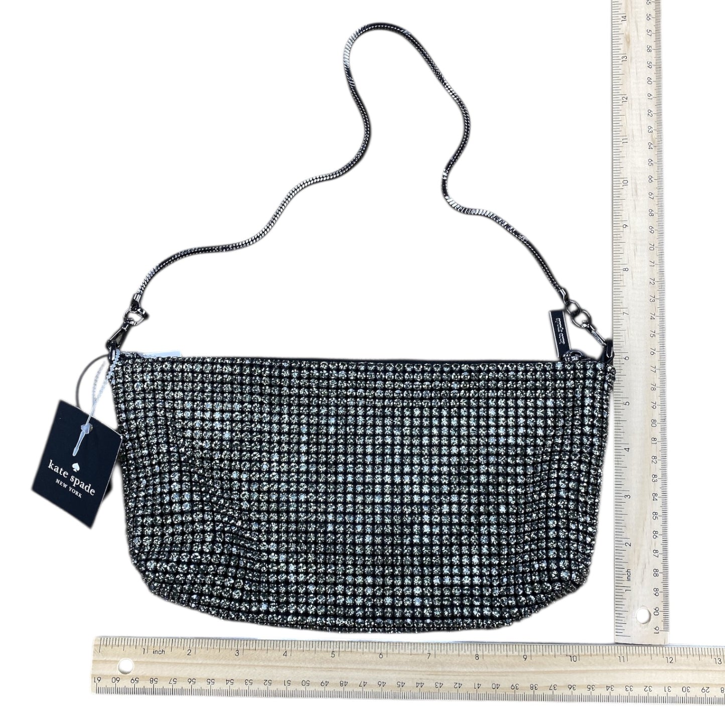 Handbag Designer By Kate Spade In Black & Silver, Size:Small