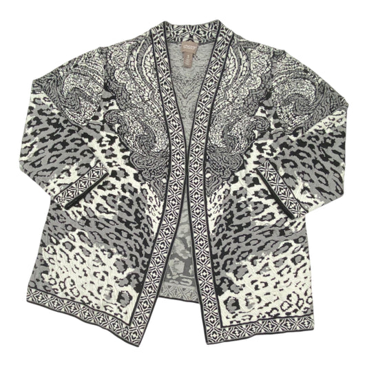 Sweater Cardigan By Chicos In Black & White, Size:Xl