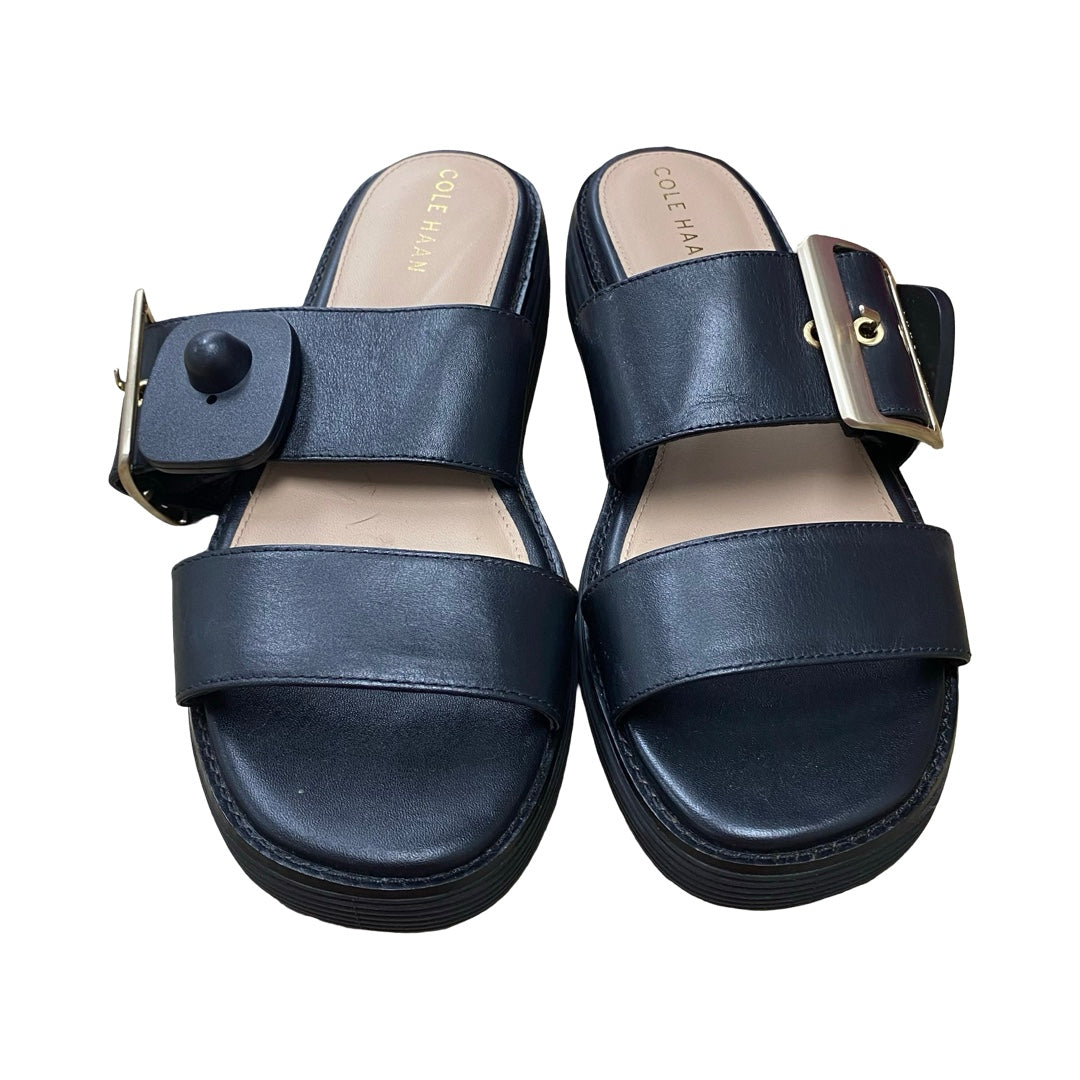 Sandals Heels Wedge By Cole-Haan In Black, Size:7