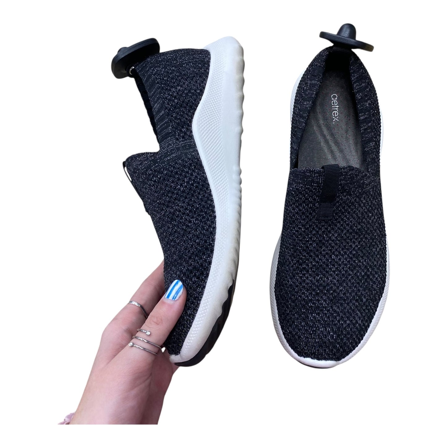 Shoes Sneakers By Aetrex In Black & Silver, Size:9