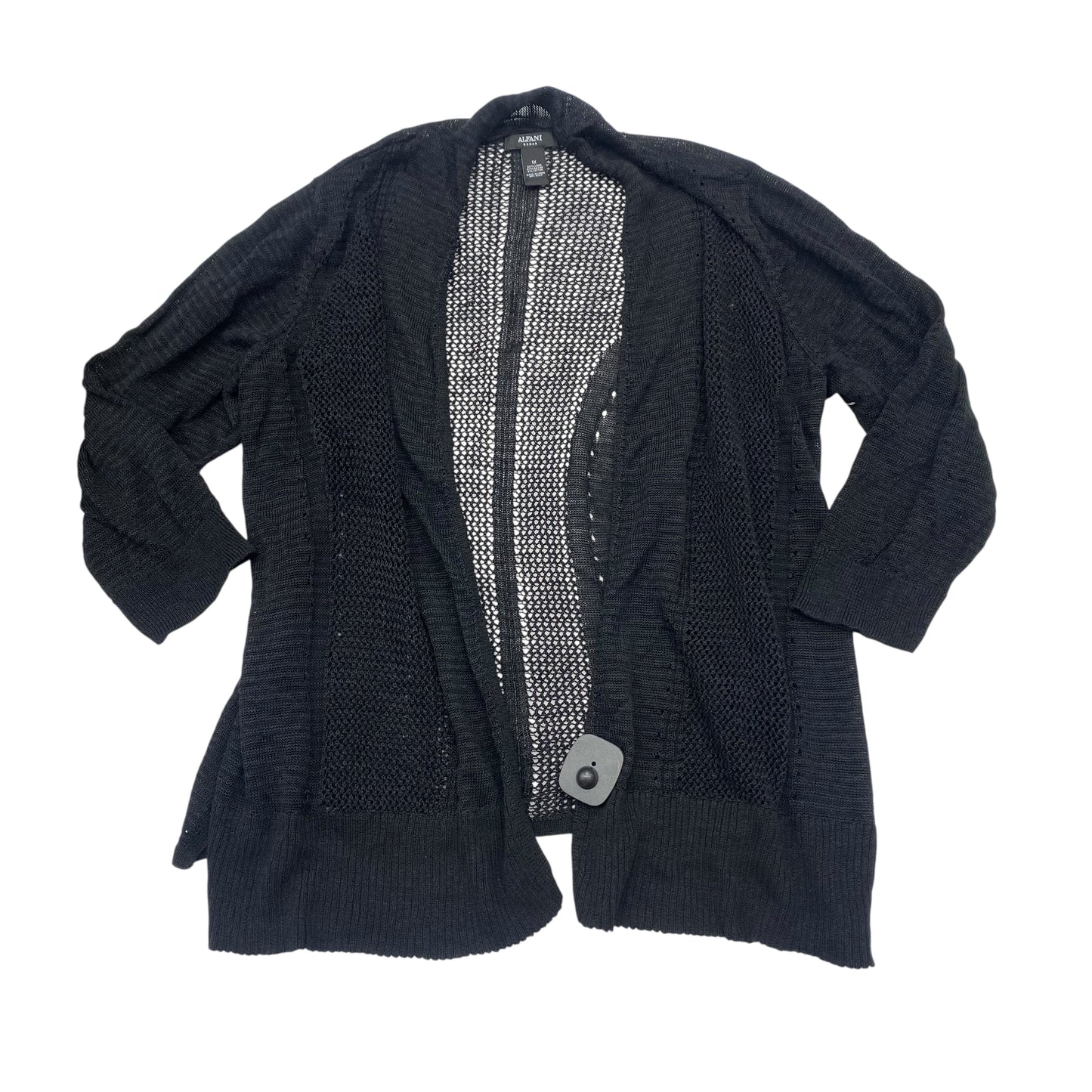 Sweater Cardigan By Alfani In Black, Size:1X