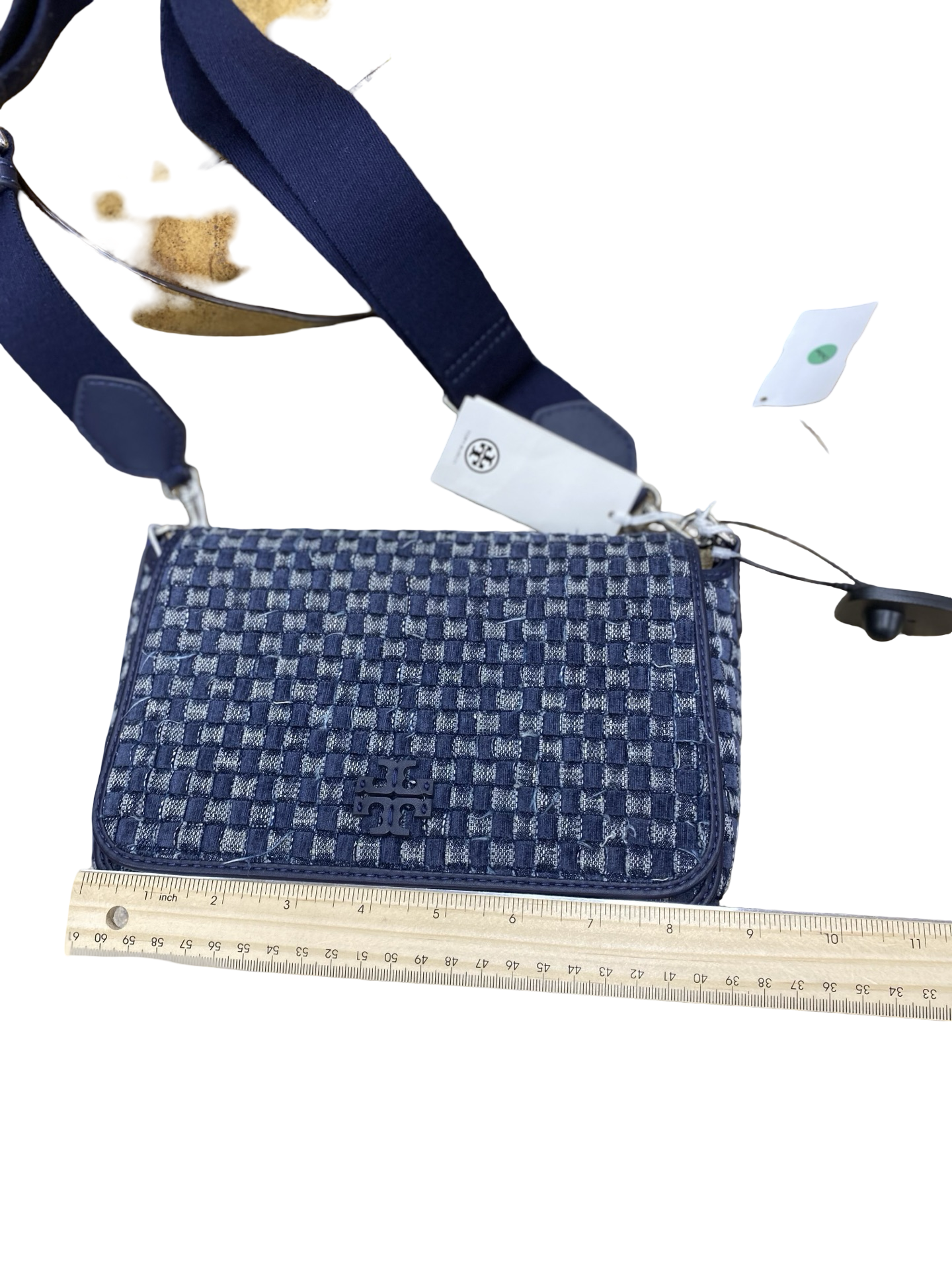 Handbag Designer By Tory Burch In Blue Denim, Size:Small