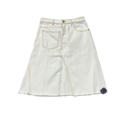 Skirt Designer By Tory Burch In White Denim, Size:10