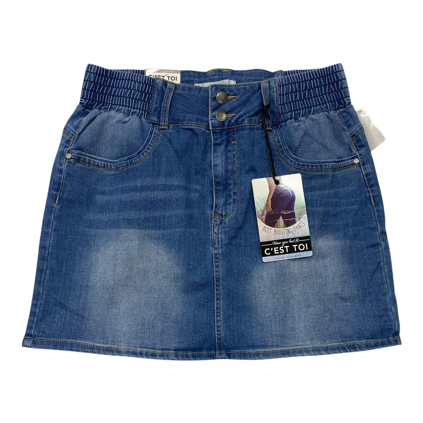 Skirt Mini & Short By C’est Toi In Blue Denim, Size:L