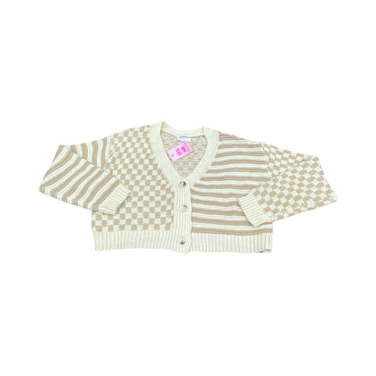Sweater Cardigan By Butter Melon In Brown & Cream, Size:L