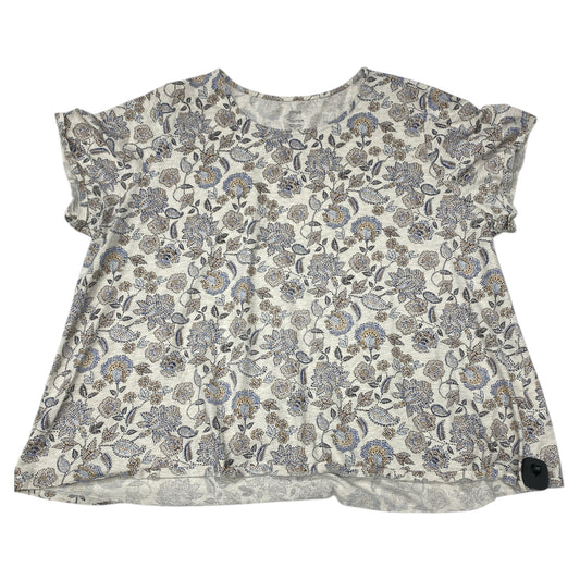 Top Ss By Pure Jill In Blue & Tan, Size:4X