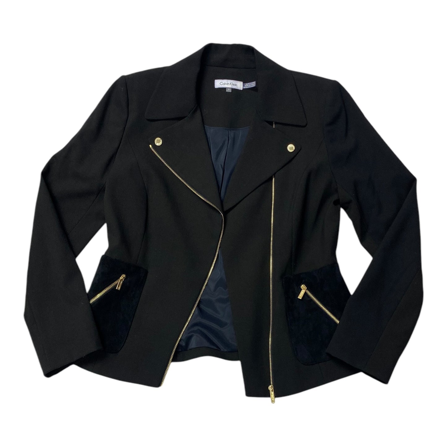 Blazer By Calvin Klein In Black & Gold, Size:6