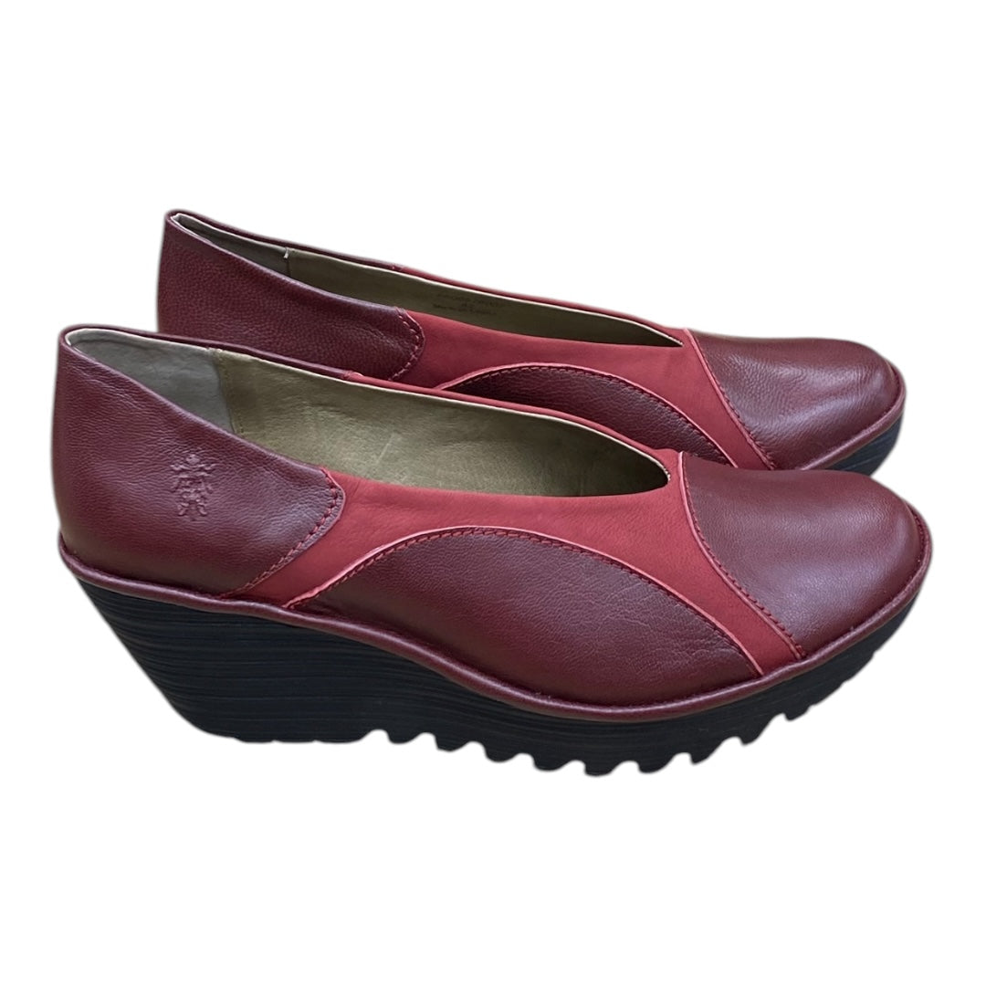 Shoes Heels Wedge By Fly London In Maroon, Size:10.5