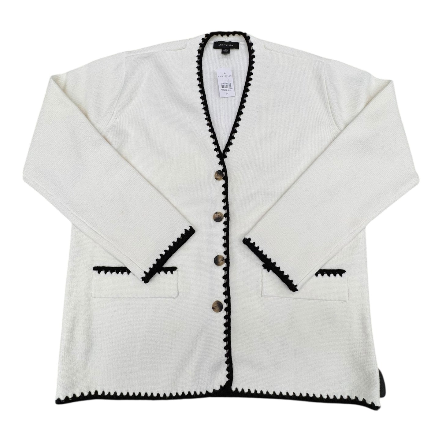 Sweater Cardigan By Ann Taylor In White, Size:M