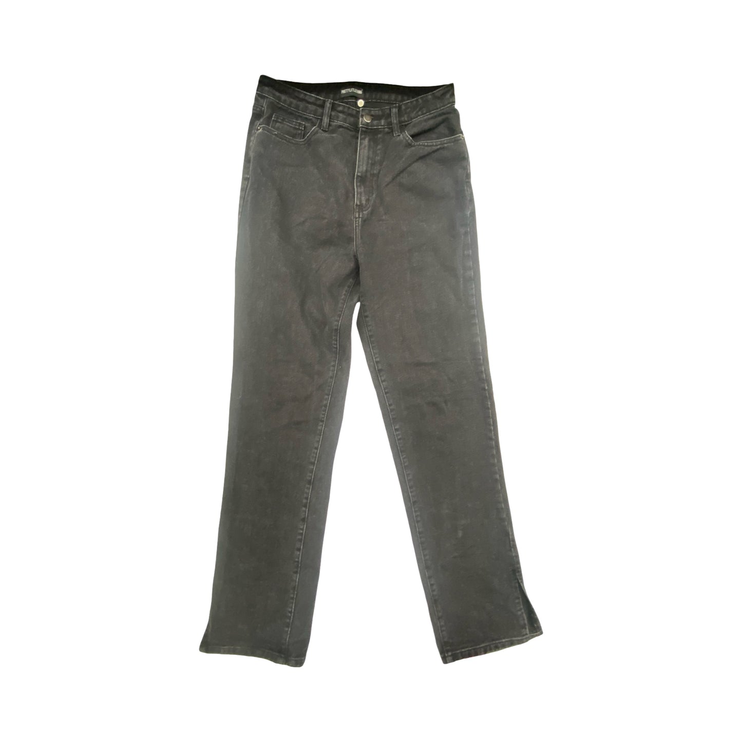 Jeans Wide Leg By Pretty Little Thing In Black Denim, Size:8