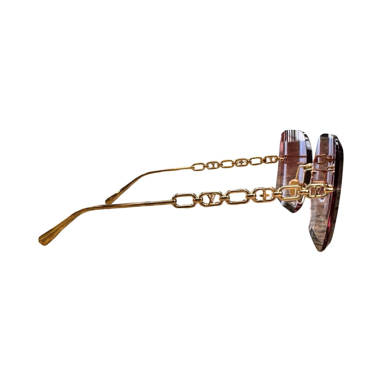 Jewel Square Sunglasses Luxury Designer By Louis Vuitton In Gold & Pink, Size: Z2422U 9J2 62 14 140