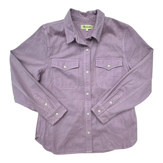 Jacket Shirt By Madewell In Purple, Size:L
