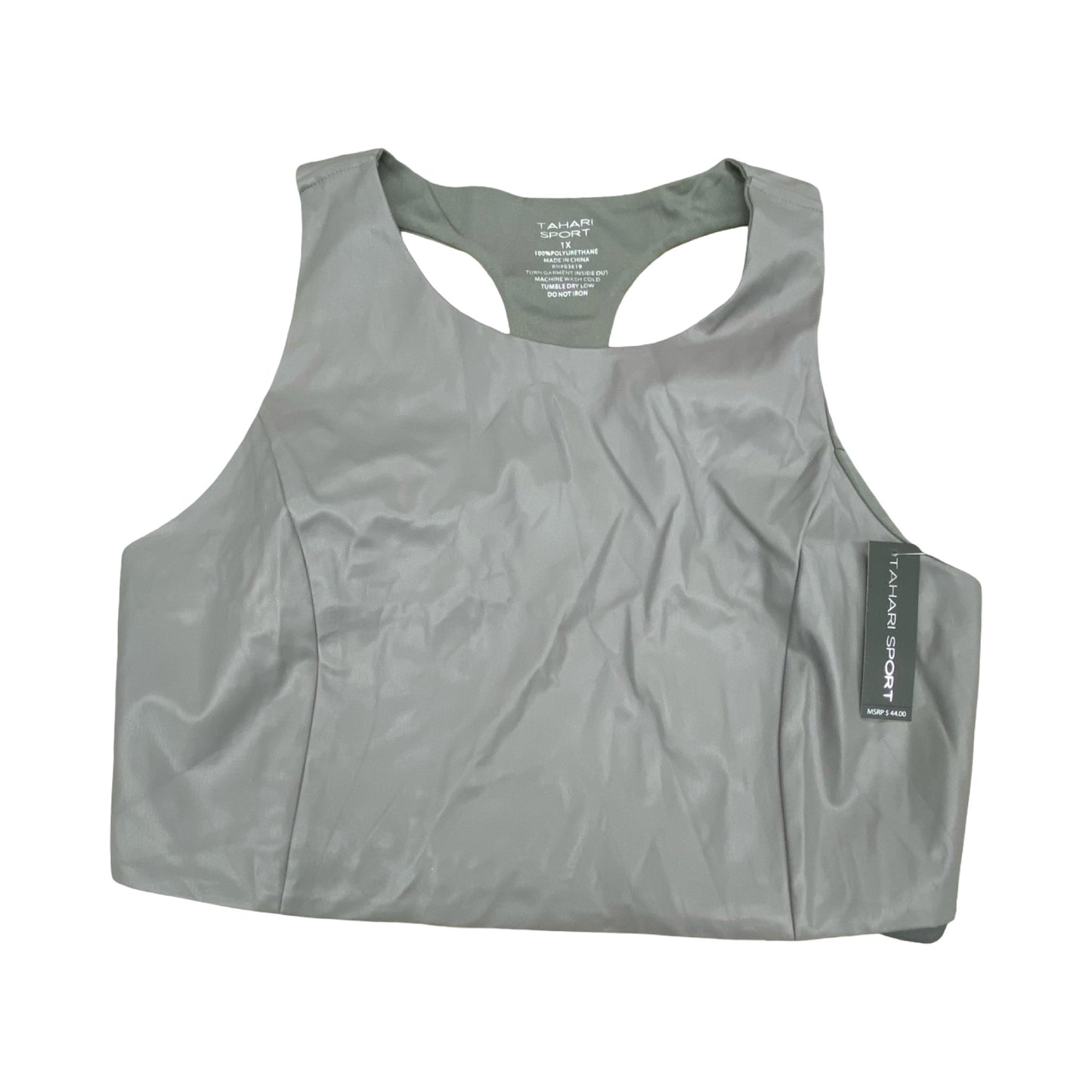 Athletic Bra By Tahari In Grey, Size:1X