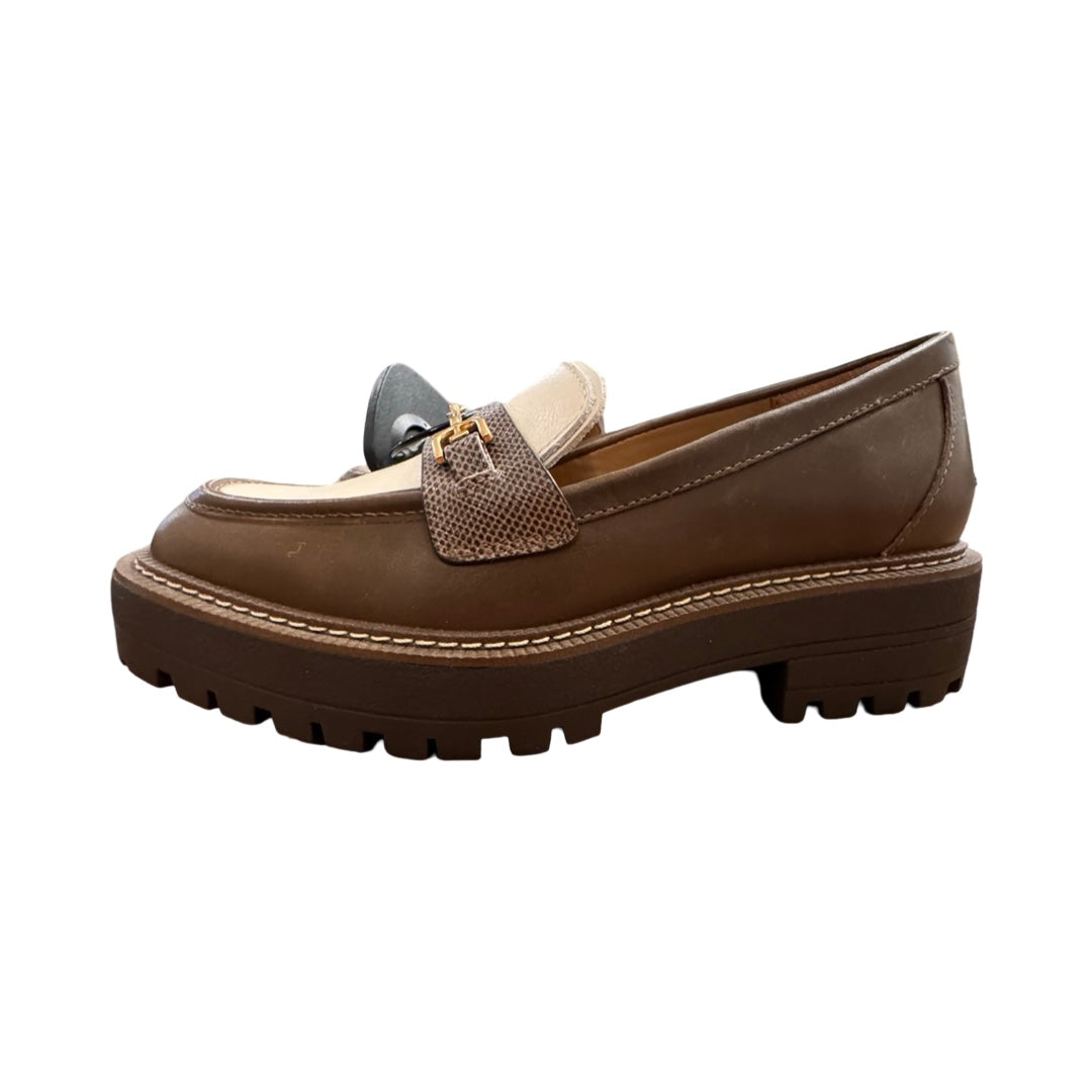 Shoes Heels Block By Sam Edelman In Brown & Cream, Size:6.5