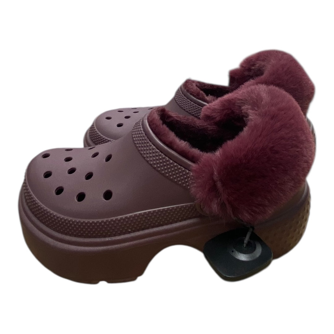 Sandals Heels Platform By Crocs In Maroon, Size:7
