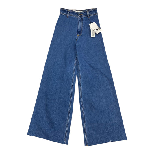 Jeans Wide Leg By Zara In Blue Denim, Size:2
