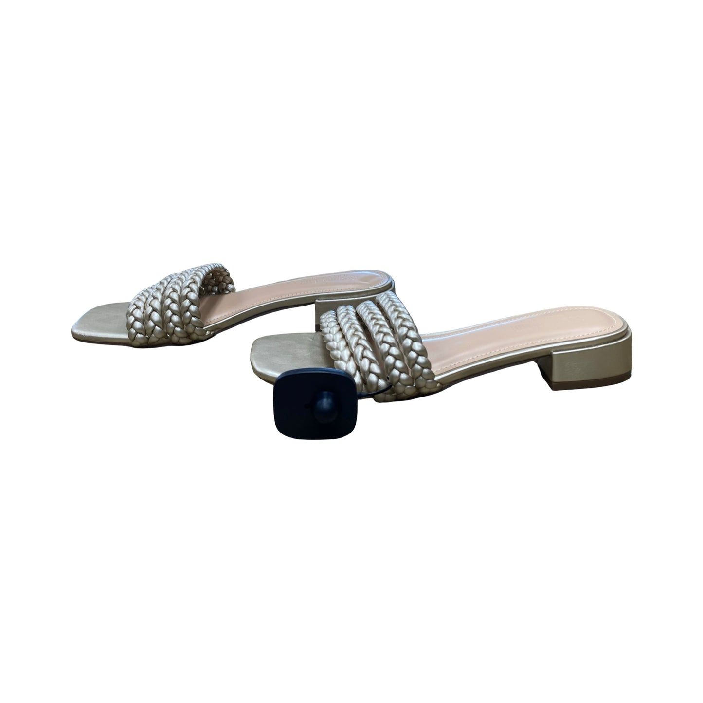 Sandals Heels Block By Cushionaire In Gold, Size:8.5