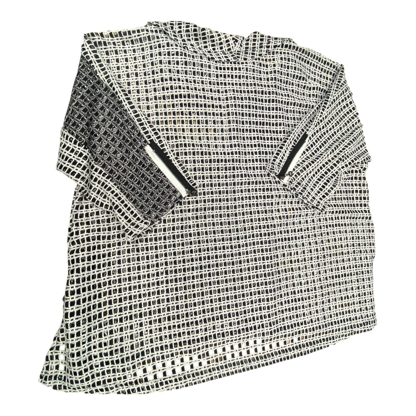 Sweater Ss By Ali Miles In Black & White, Size:3X