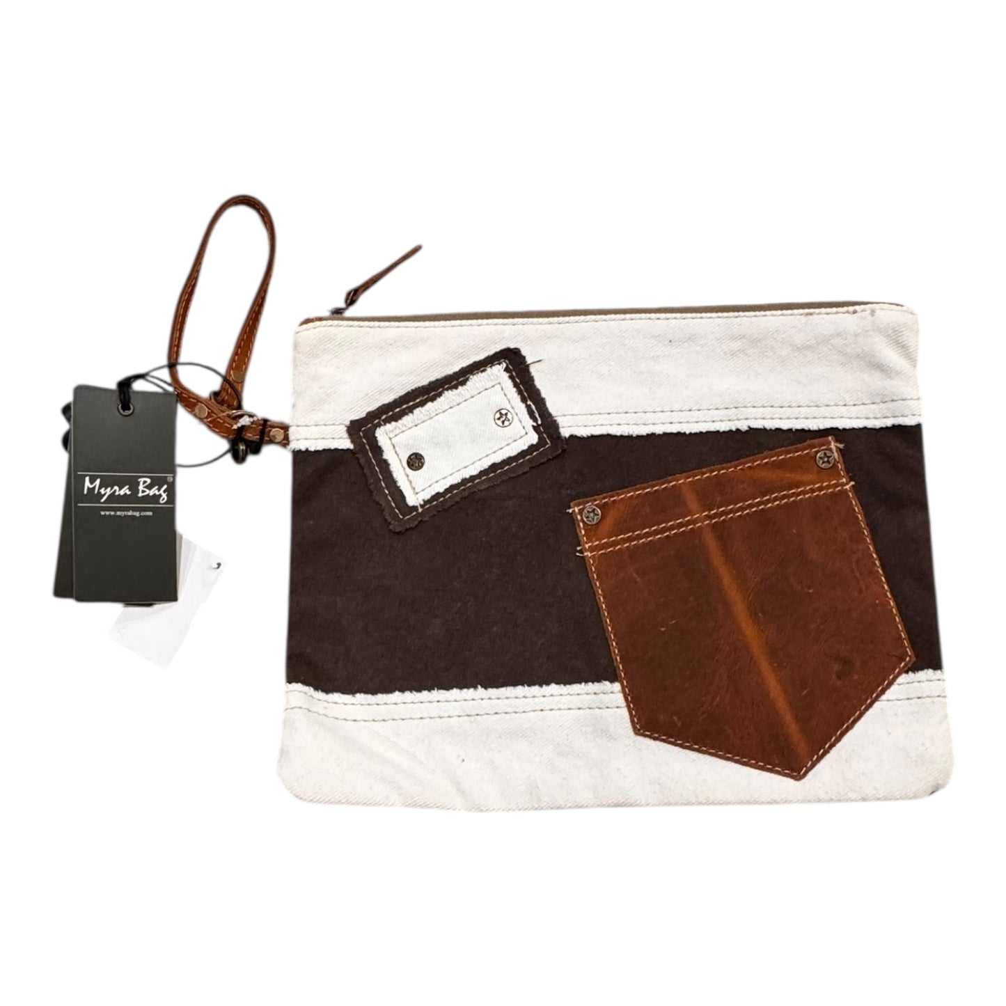 Wristlet By Myra In Brown & Cream, Size:Large