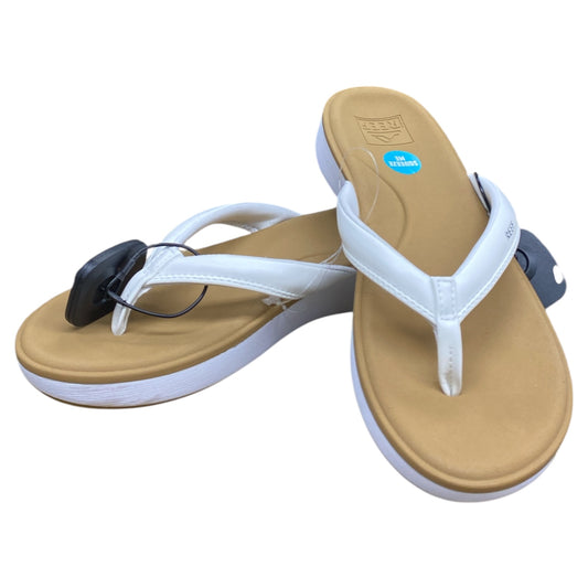 Sandals Flip Flops By Reef In Brown & White, Size:8