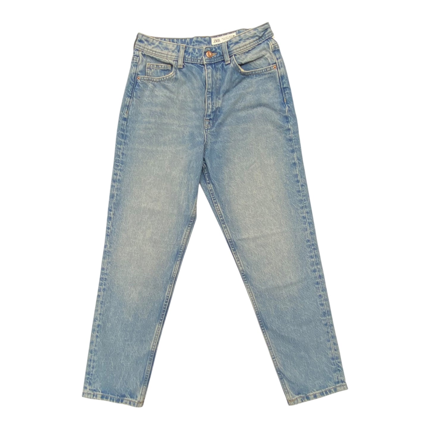 Jeans Straight By Zara In Blue Denim, Size:4