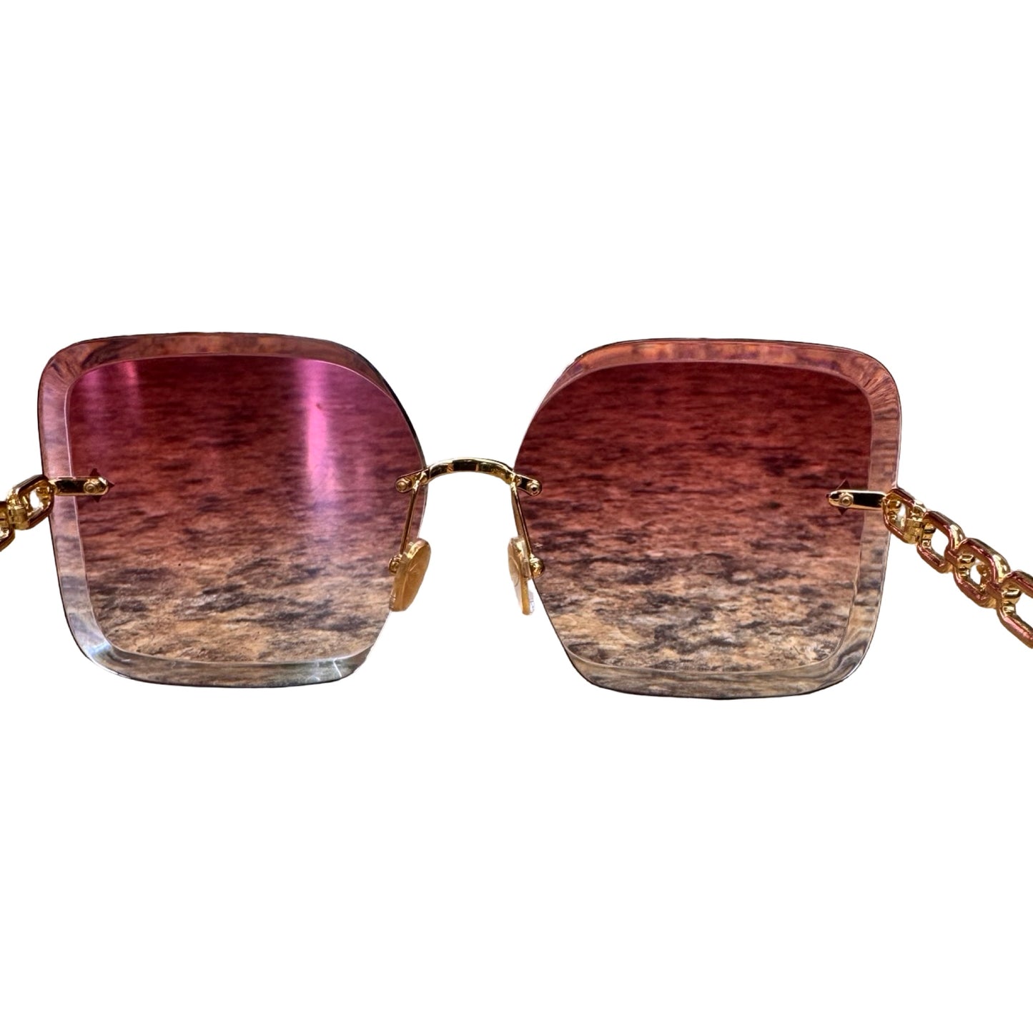 Jewel Square Sunglasses Luxury Designer By Louis Vuitton In Gold & Pink, Size: Z2422U 9J2 62 14 140
