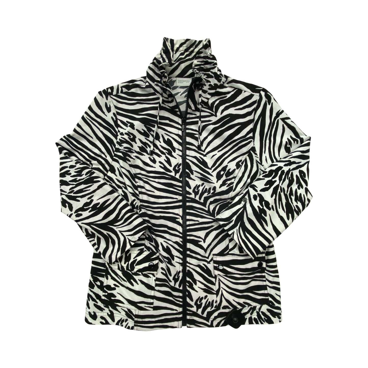 Jacket Denim By Zenergy By Chicos In Black & White, Size:M