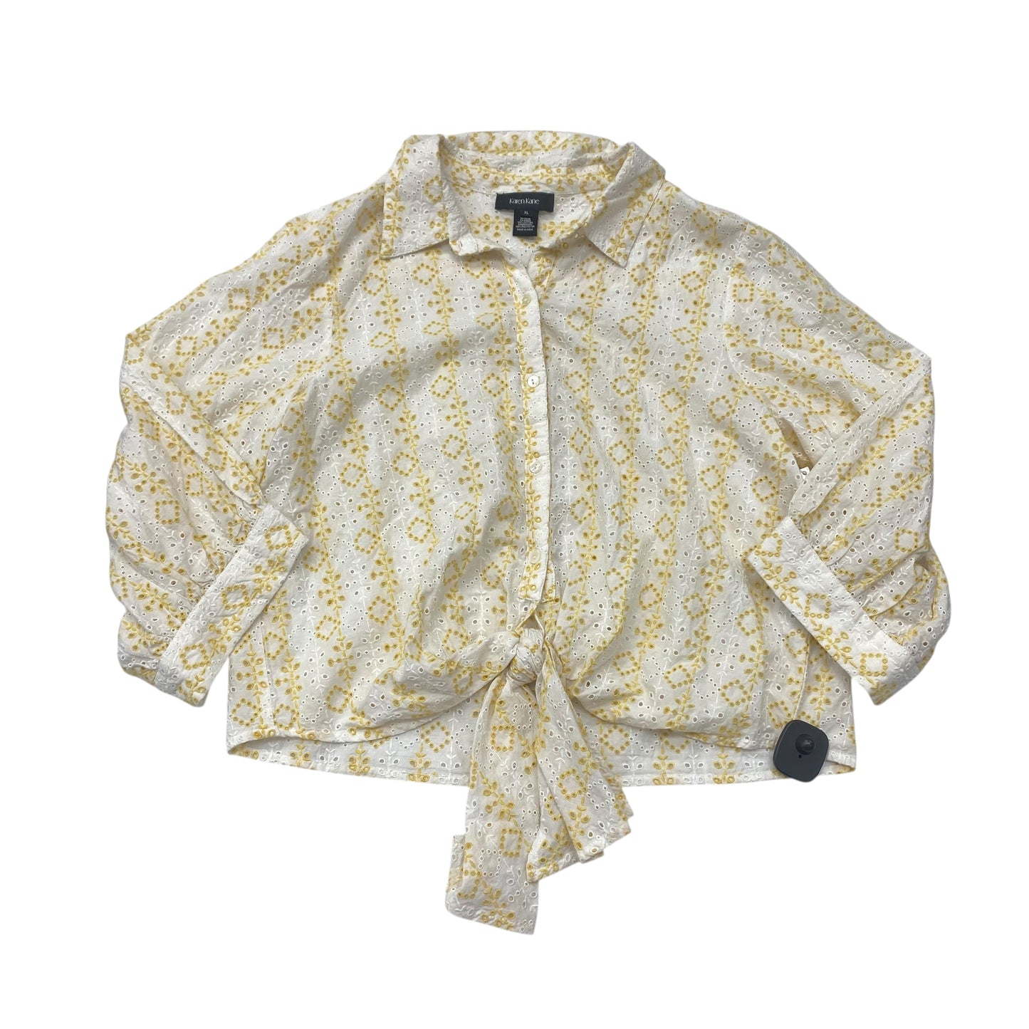 Top Ls By Karen Kane In White & Yellow, Size:Xl
