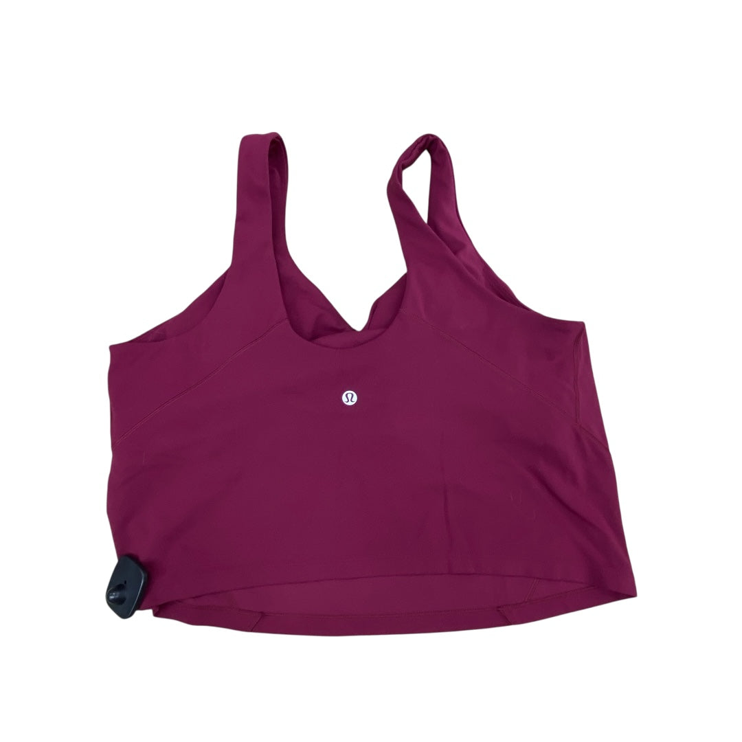 Athletic Tank Top By Lululemon In Maroon, Size:16
