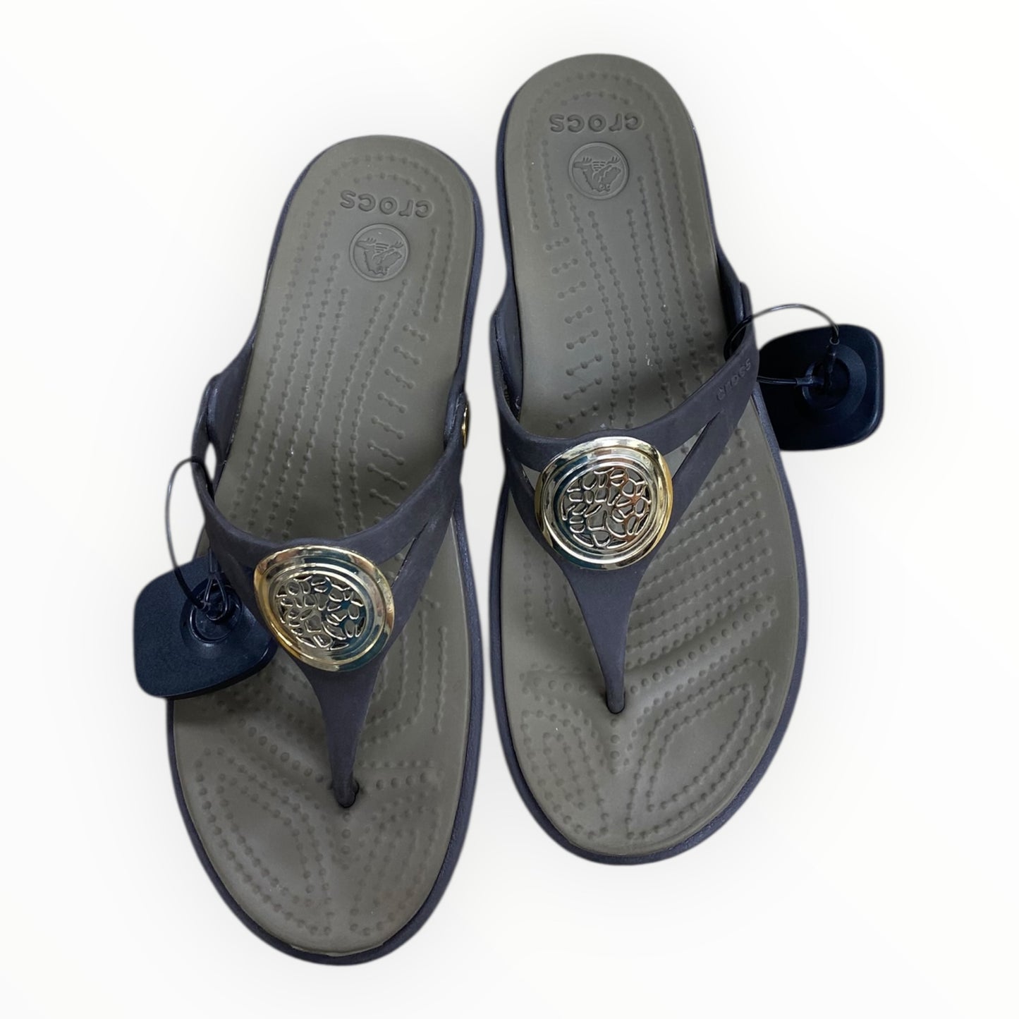 Sandals Heels Block By Crocs In Brown, Size:7