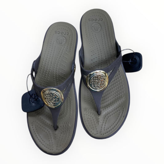 Sandals Heels Block By Crocs In Brown, Size:7