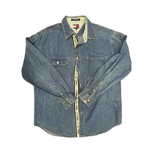 Top Ls By Tommy Hilfiger In Blue Denim, Size:L