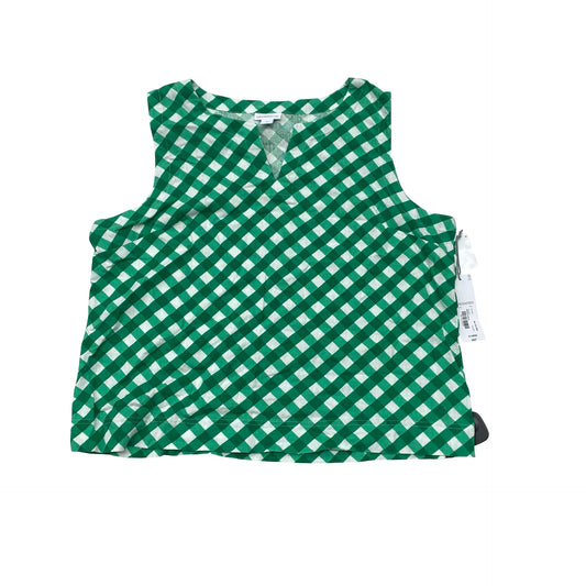 Top Sleeveless By Liz Claiborne In Green & White, Size:Xl
