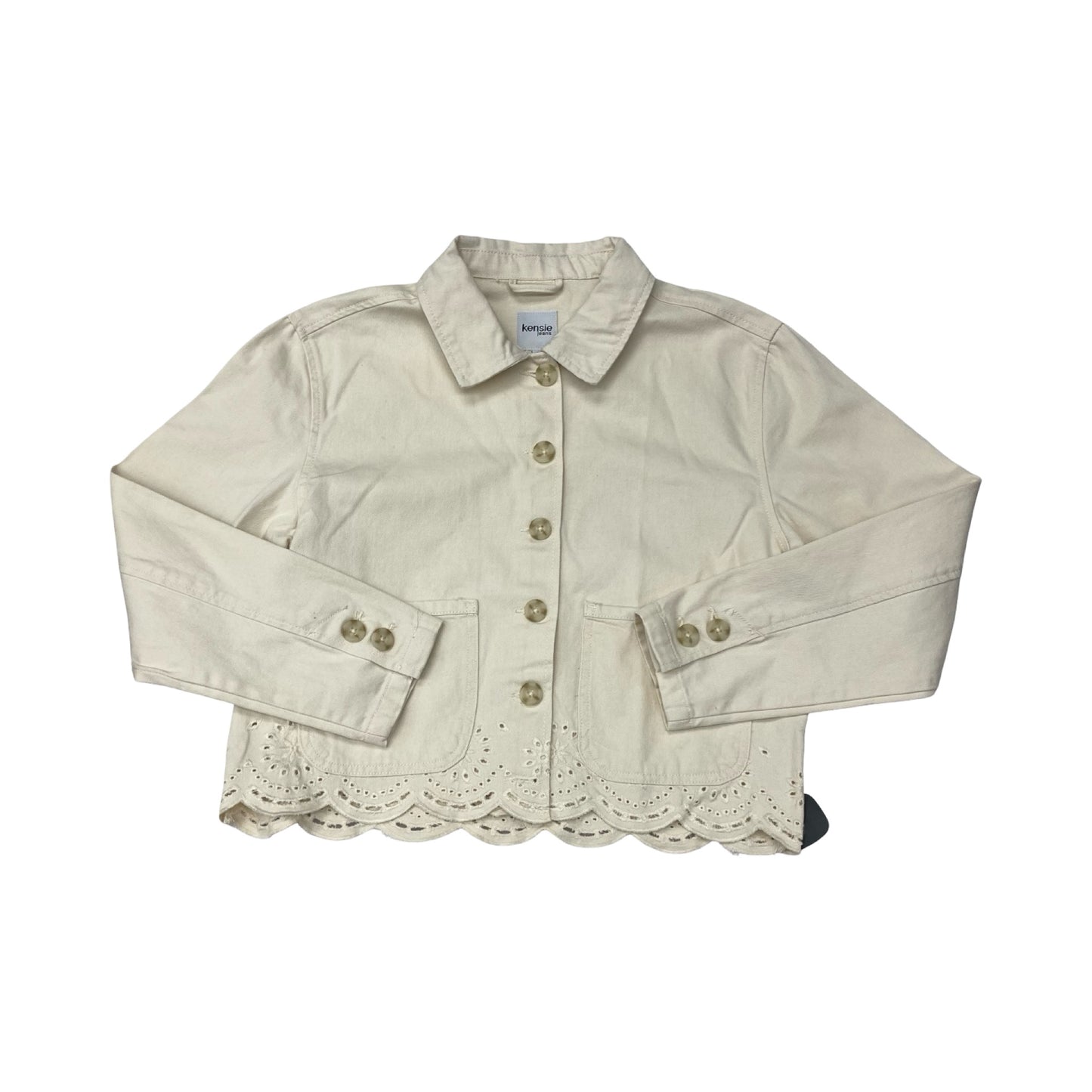 Jacket Denim By Kensie In Cream, Size:Sp