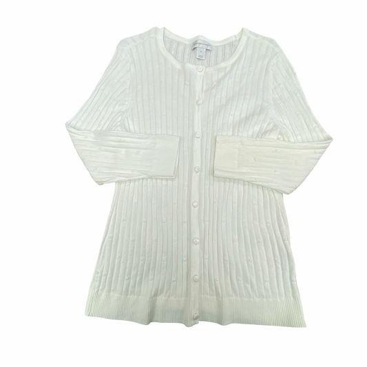Sweater Cardigan By Christopher And Banks In White, Size:M