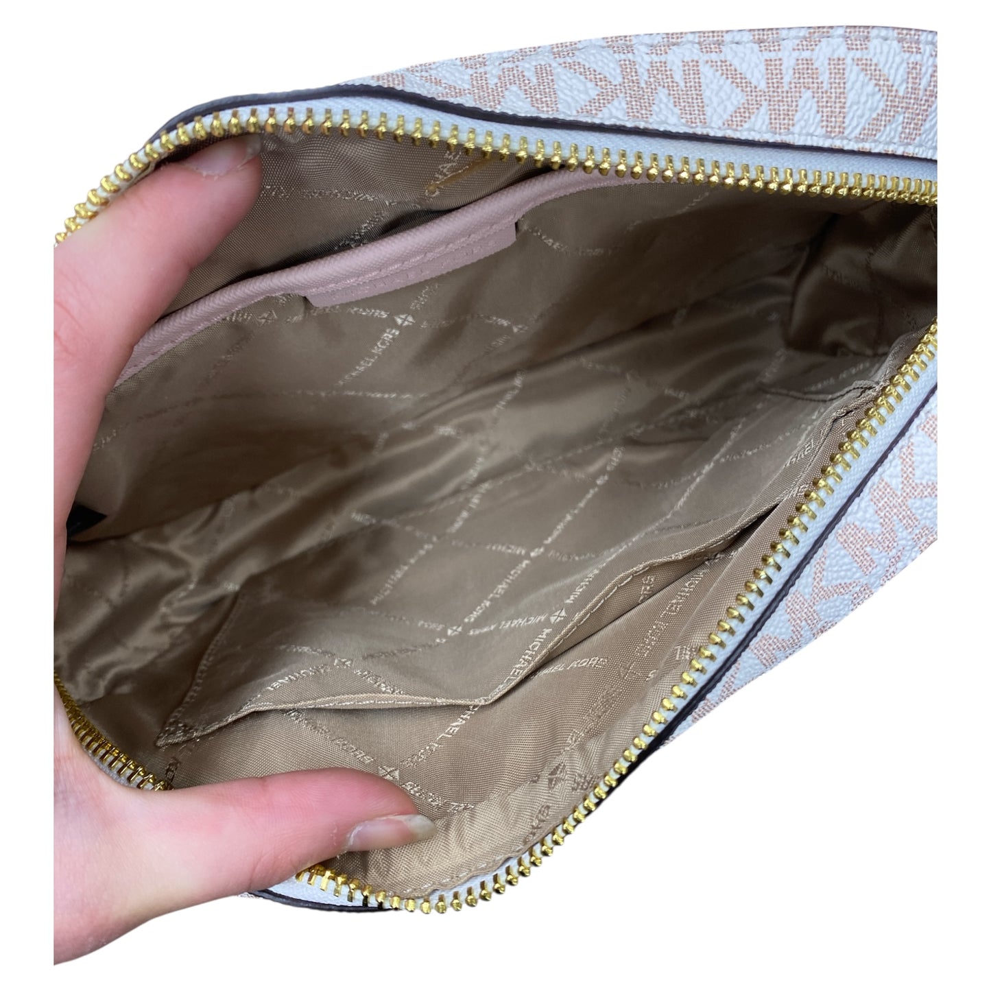 Handbag Designer By Michael Kors In Rose Gold, Size:Medium